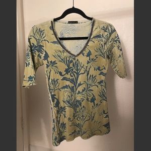 3/4 Sleeve V-neck Retro Top